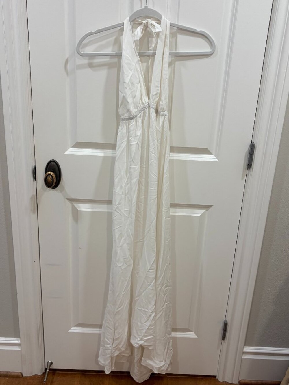 Omnia White Halter Maxi Dress Size CH